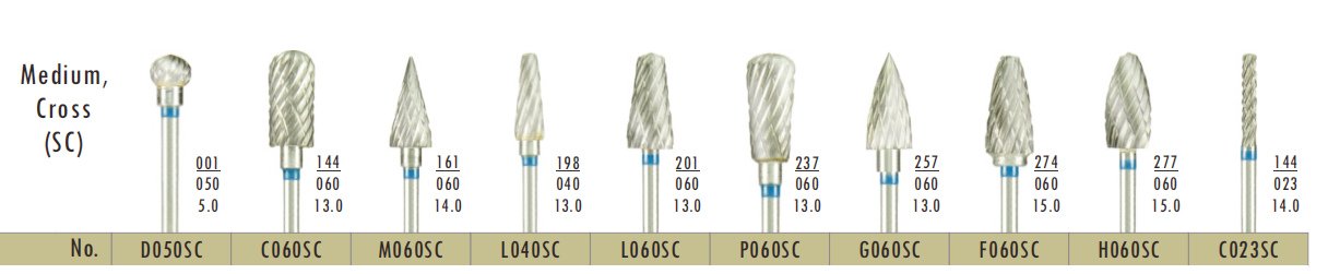 Burs Carbide Medium Coarse Cross Cut order No.