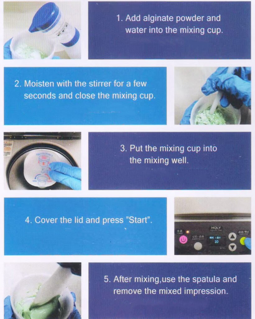 alginate mixer dental office operating sequence listings reference