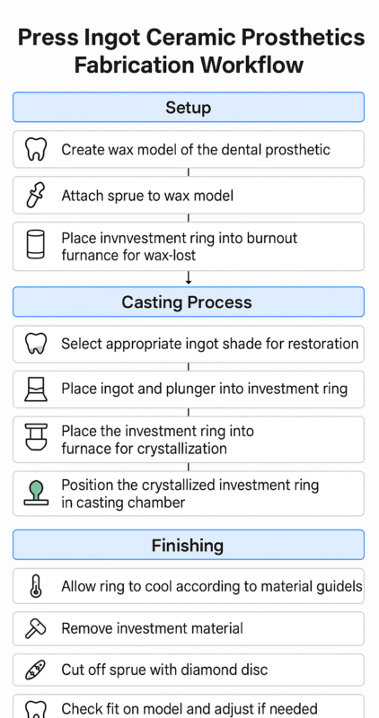ceramic press ingot casting procedure workflow