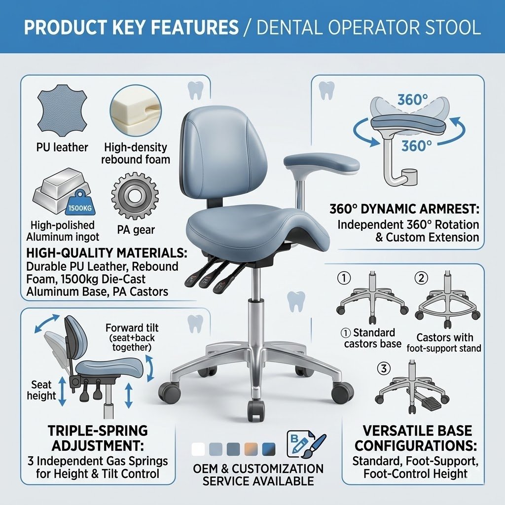 dental operator stool design featurs